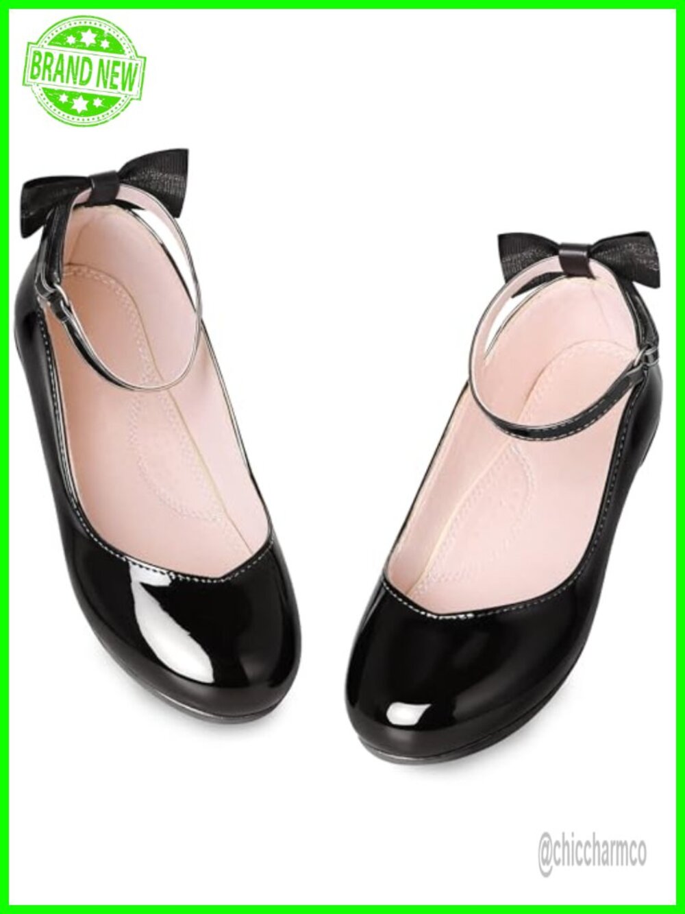 Girls Mary Jane Flats with Bow Ankle Strap School Party Wedding Shoes